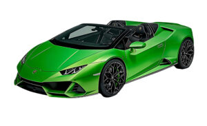 Lamborghini Huracán EVO Spyder service for hire arriving at a luxury NYC special event with private chauffeur in Manhattan