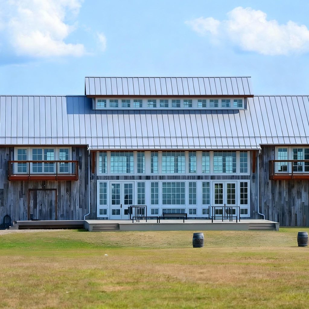 House and backyard lawn at Kontokosta Winery on the North Fork of Long Island during a Long Island wine tour.