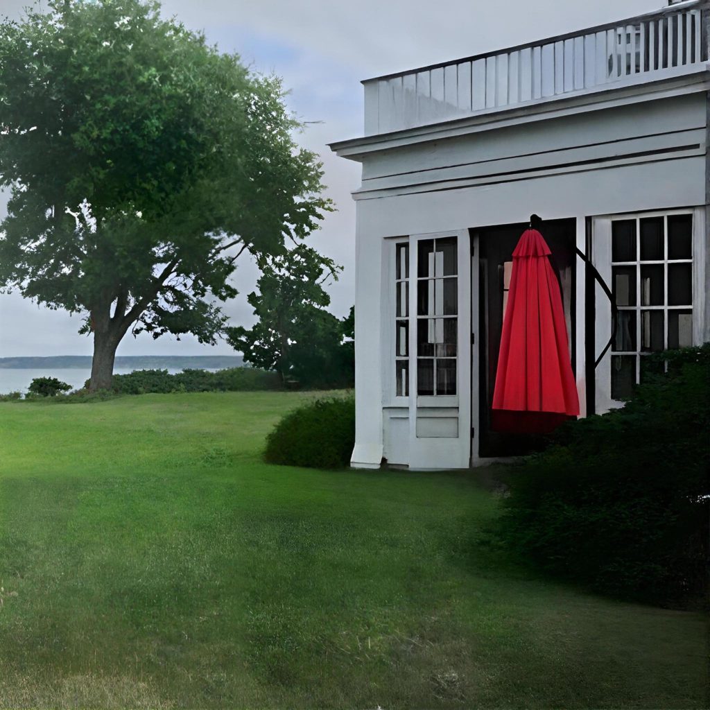 House and backyard at The Old Field Vineyards with views of the Long Island Sound during a Long Island wine tour.